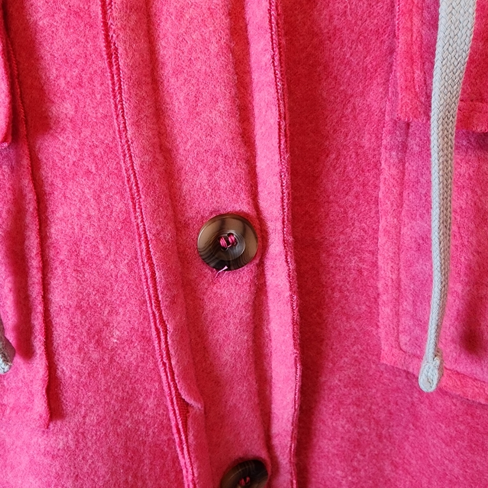 Zenana Brushed Hacci Hooded Button Down Shacket - Picture 7 of 7